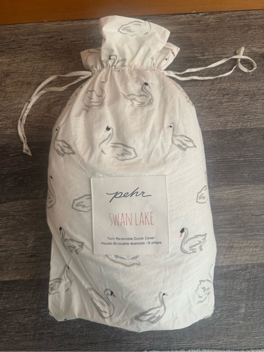 Pehr Swan Lake Twin Duvet Cover in White with Gray Swan Print